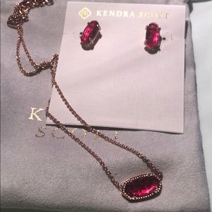 Kendra Scott Rose Gold and Rose necklace/earring